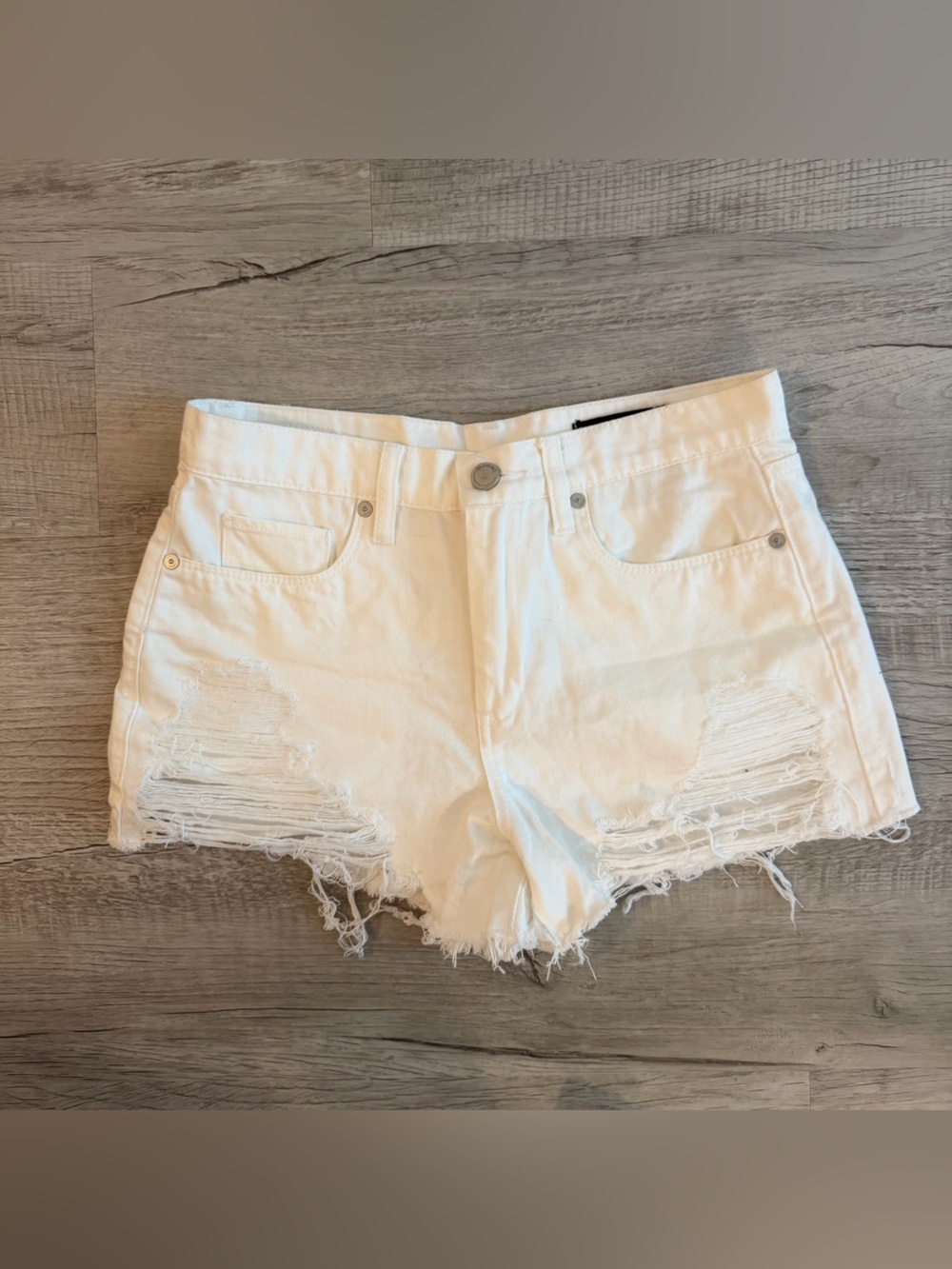 Blank NYC White Distressed Barrow Shorts